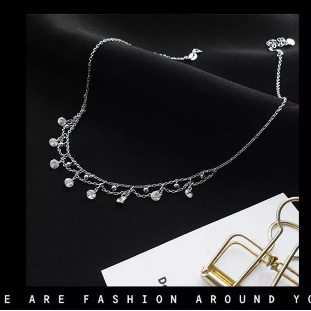 NEW Silver Waterdrop Zircon Choker Necklace - Picture 5 of 7